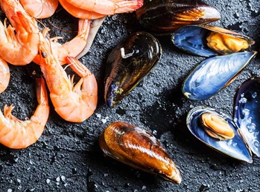 prawns and mussles