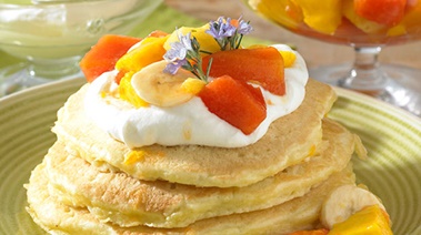 Coconut Pancakes with Tropical Fruit Salad