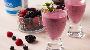 Greek Yogurt Smoothies with Pomegranate, Berries and Honey