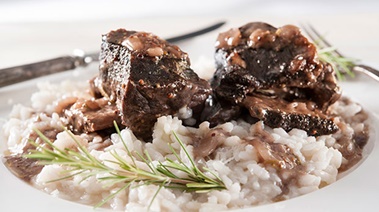 Wine-Braised Short Ribs on Risotto