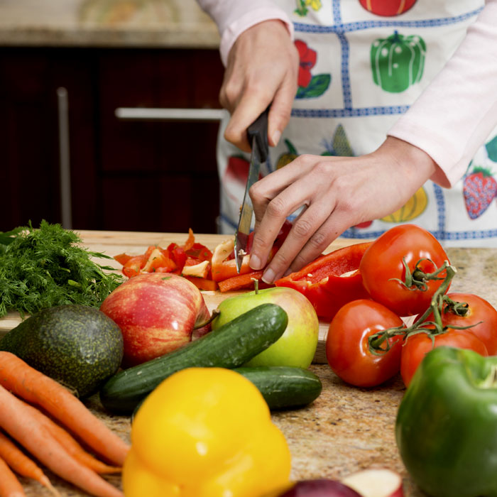 chopping vegetables